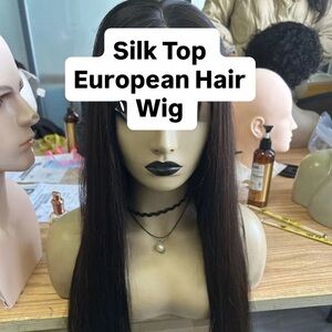 Luxury Real Scalp Silk Top 5x5 Closure Human Hair StraightWig European 24In